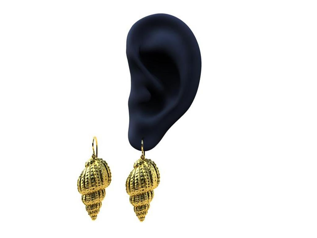 Boucles d'oreilles en or jaune 10 carats à pois en forme de coquillage Neuf - En vente à New York, NY