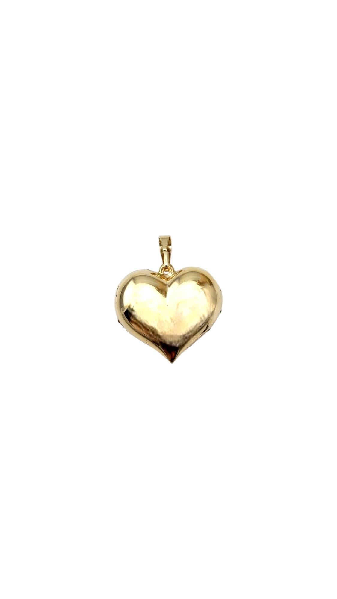 10K Yellow Gold Puffy Heart Pendant with Enamel Dots #20321 In Good Condition In Washington Depot, CT