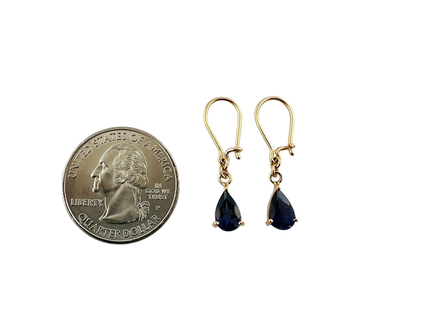 10K Yellow Gold Purple Tanzanite Drop Earrings #15685 For Sale 3