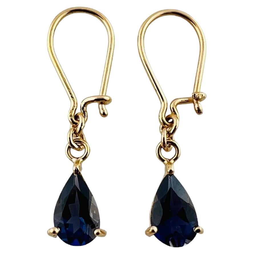 10K Yellow Gold Purple Tanzanite Drop Earrings #15685 For Sale