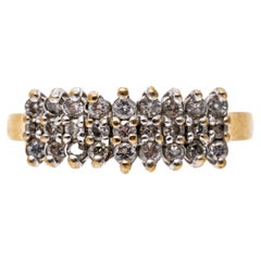 10k Yellow Gold Pyramidal Three Row Diamond Band Ring