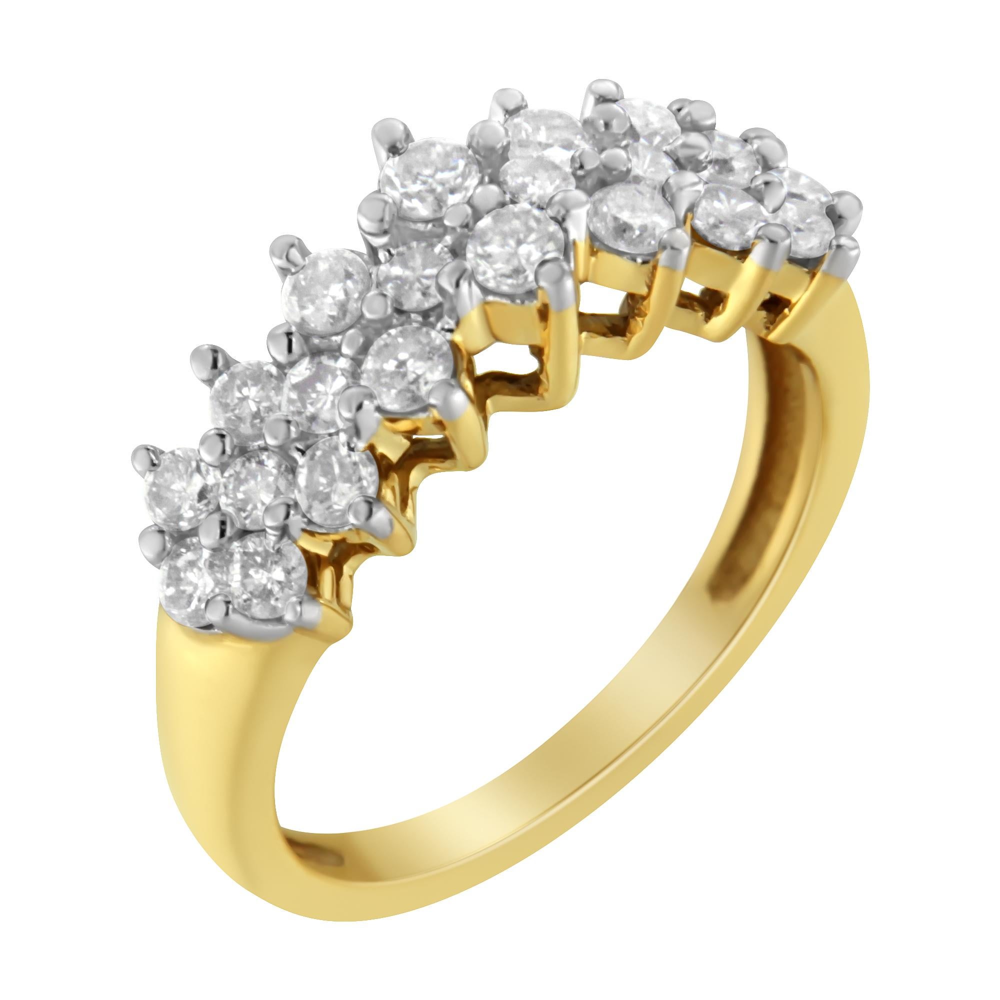 10K Yellow Gold Round 1.0 cttw Diamond Ring (J-K Color, I1-I2 Clarity) For Sale