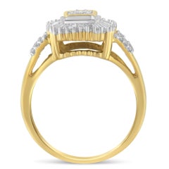 10K Yellow Gold Round and Baguette Cut 1/2 cttw Diamond Ballerina Ring