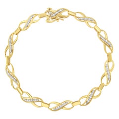 infinite love bracelet 10K Yellow Gold Round-Cut Infinite Love 1/4 Carat Diamond Link Bracelet