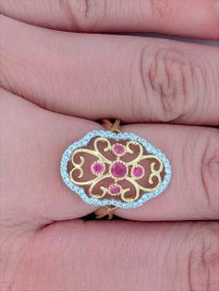 Sylvie  10k Yellow Gold Ruby and Diamond Ring with .40 CT Natural Rubies