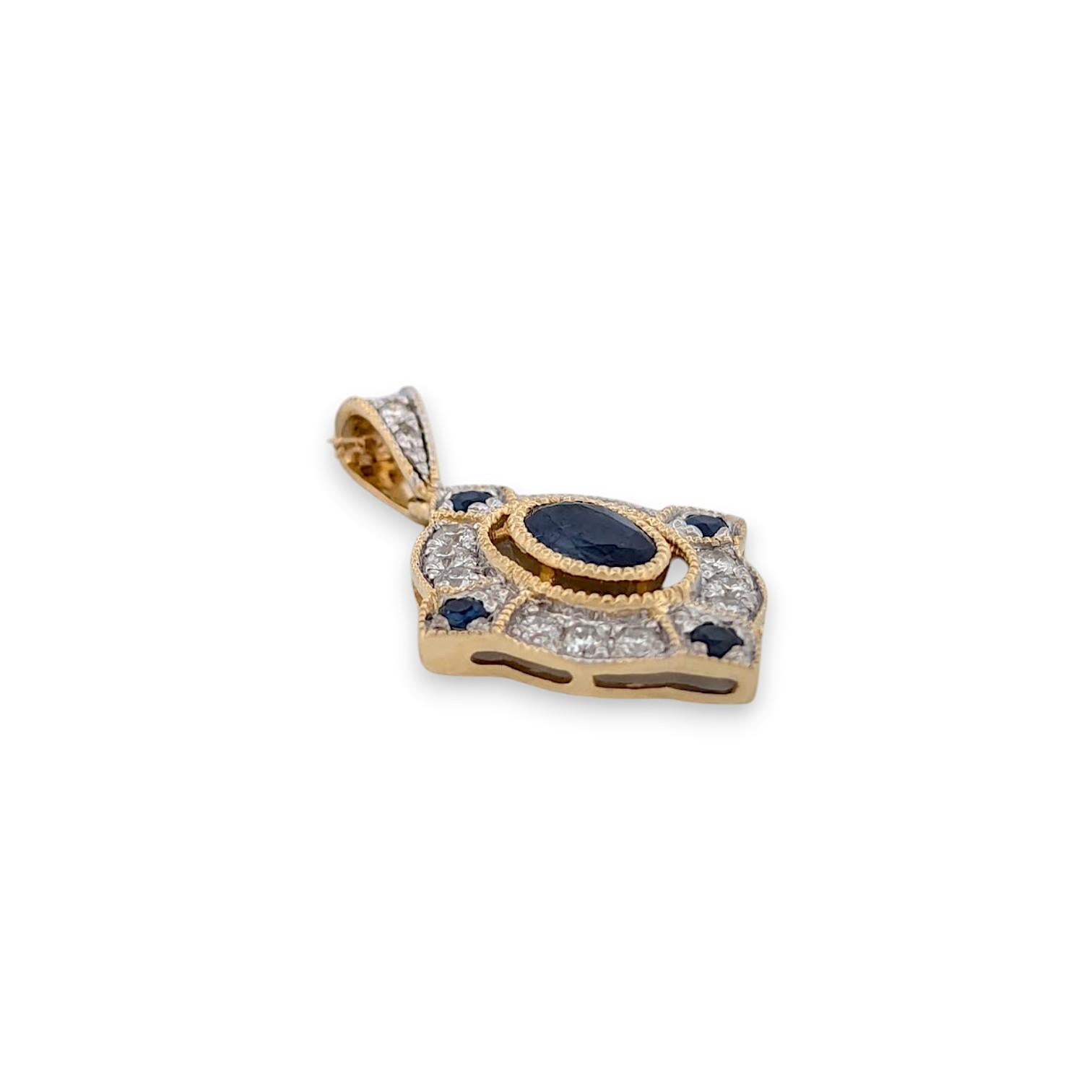 Taglio a goccia Anwen  Collana con zaffiro e diamante in oro giallo 10k in vendita