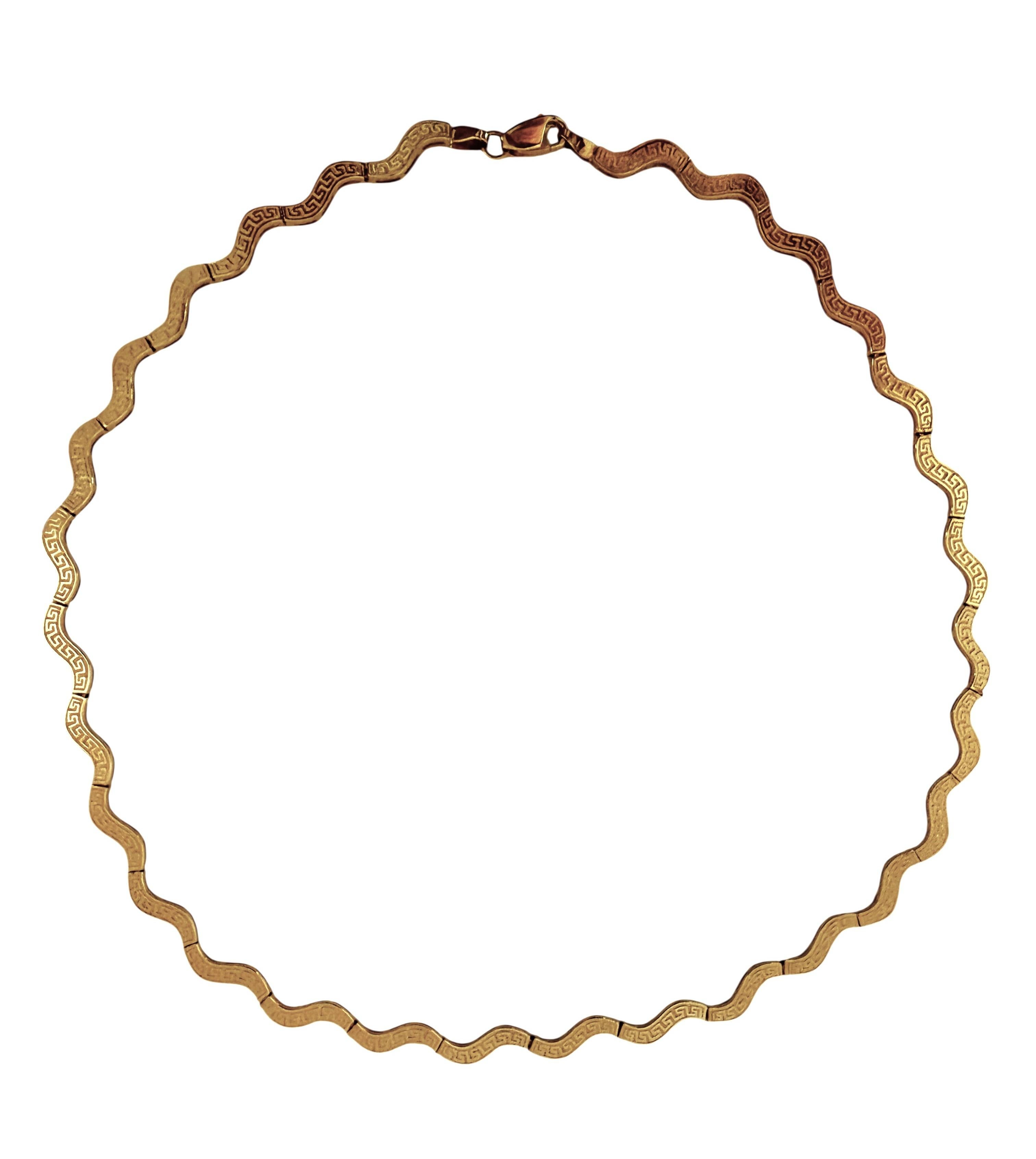 Collier à maillons en or jaune 10K avec clé grecque festonnée 17.25 pouces 17.60 grammes en vente 1