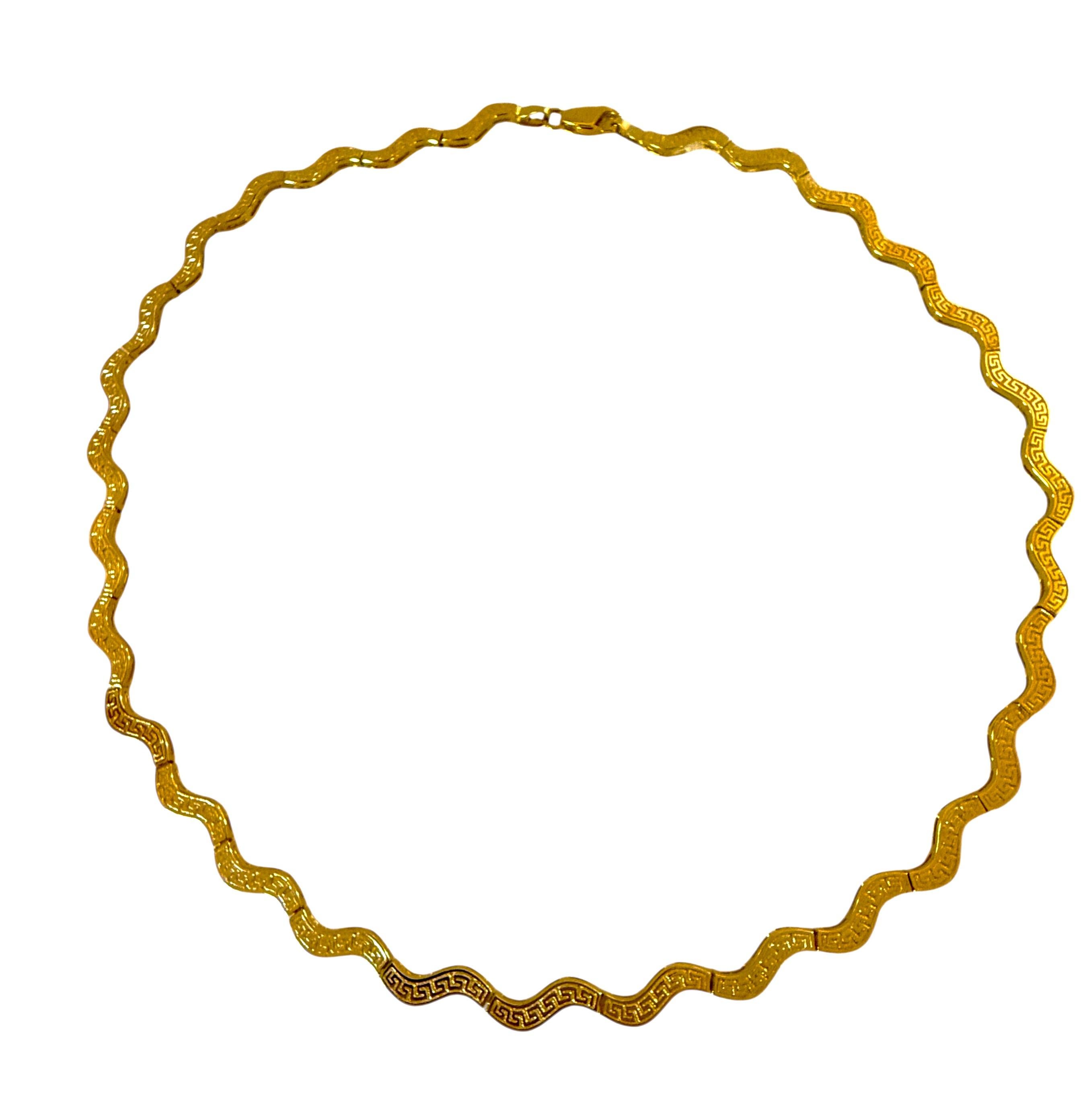 Collier à maillons en or jaune 10K avec clé grecque festonnée 17.25 pouces 17.60 grammes en vente 2