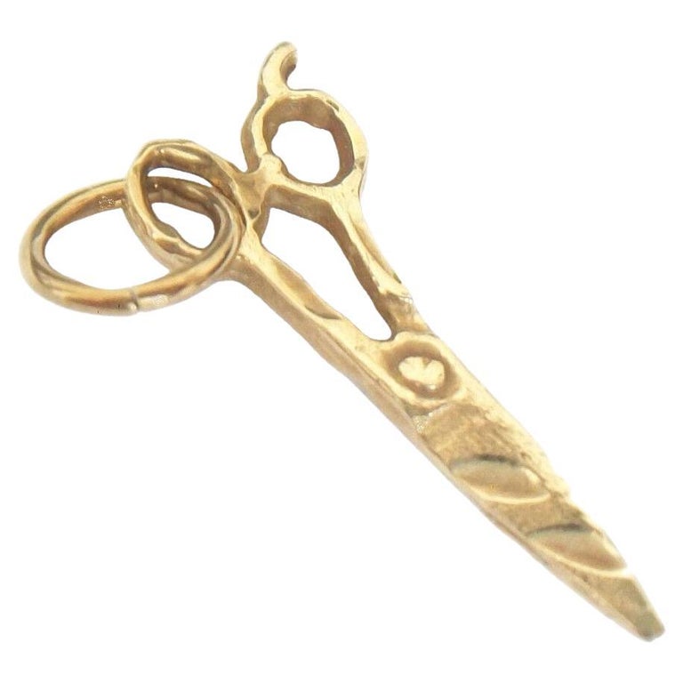 Charm Pendentif Ancien Ciseaux - Breloque Antique Miniature En Biscuit, France