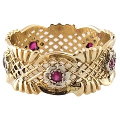 10K Yellow Gold Simulated Ruby Ring Size 8 #16928