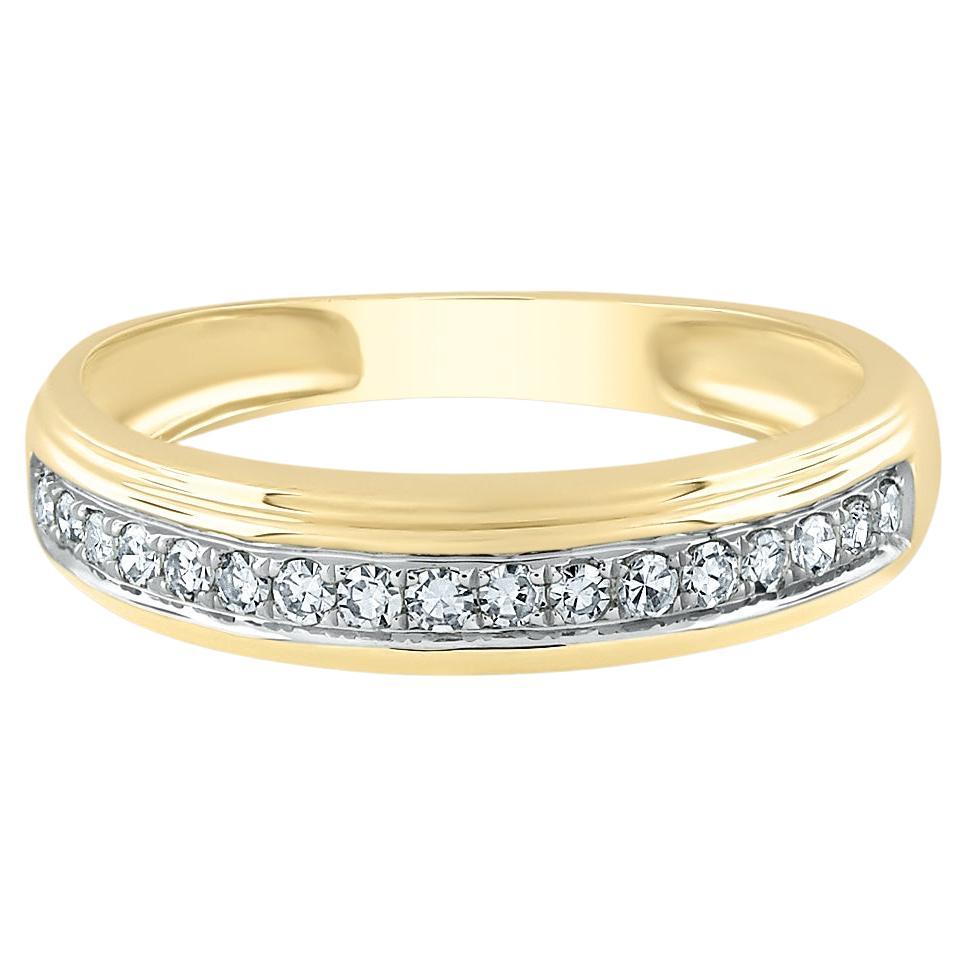 10K Yellow Gold Single Row Diamond Band Ring For Sale