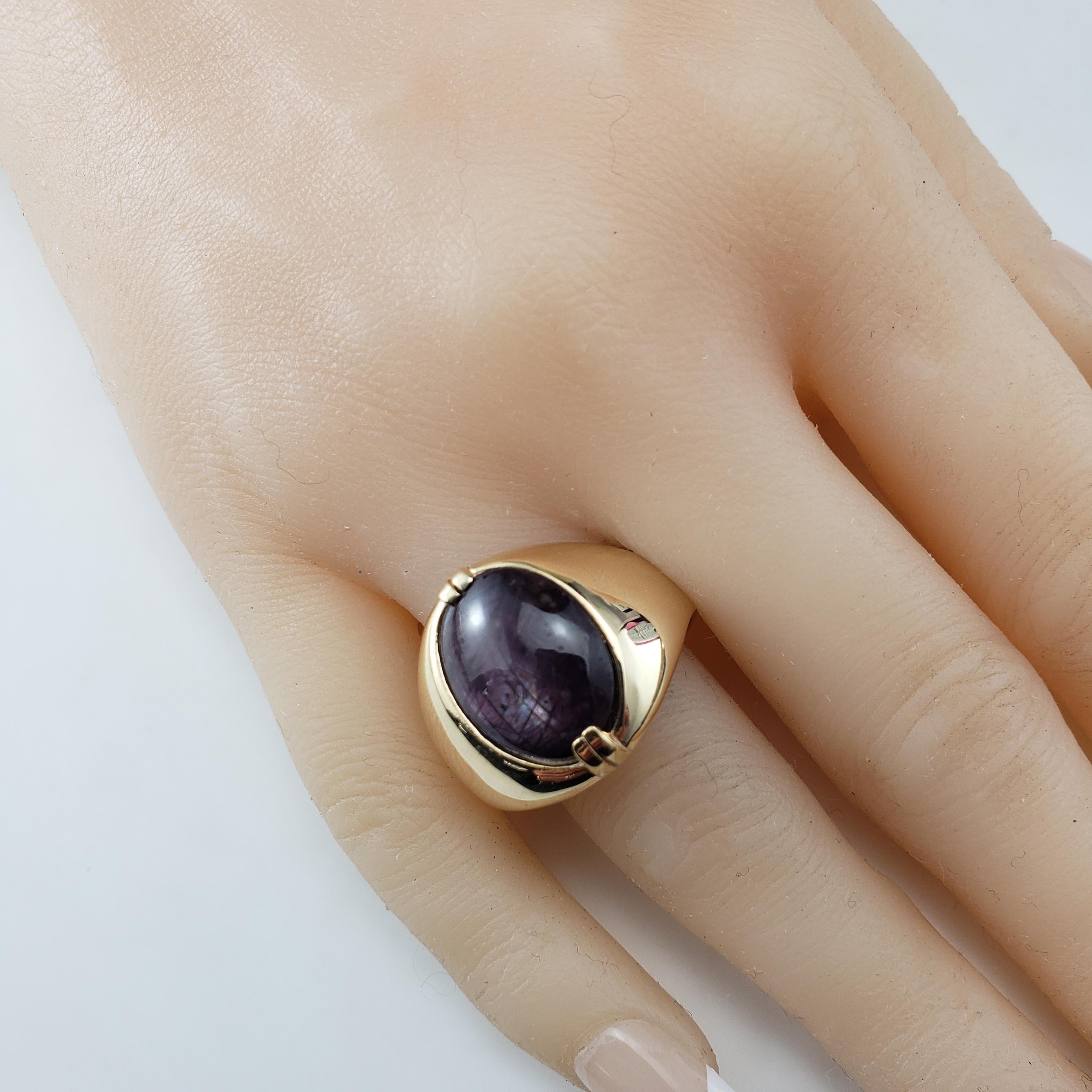 10K Yellow Gold Star Ruby Signet Ring Size 12 #21361 For Sale 2