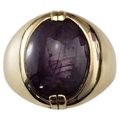 10K Yellow Gold Star Ruby Signet Ring Size 12 #21361