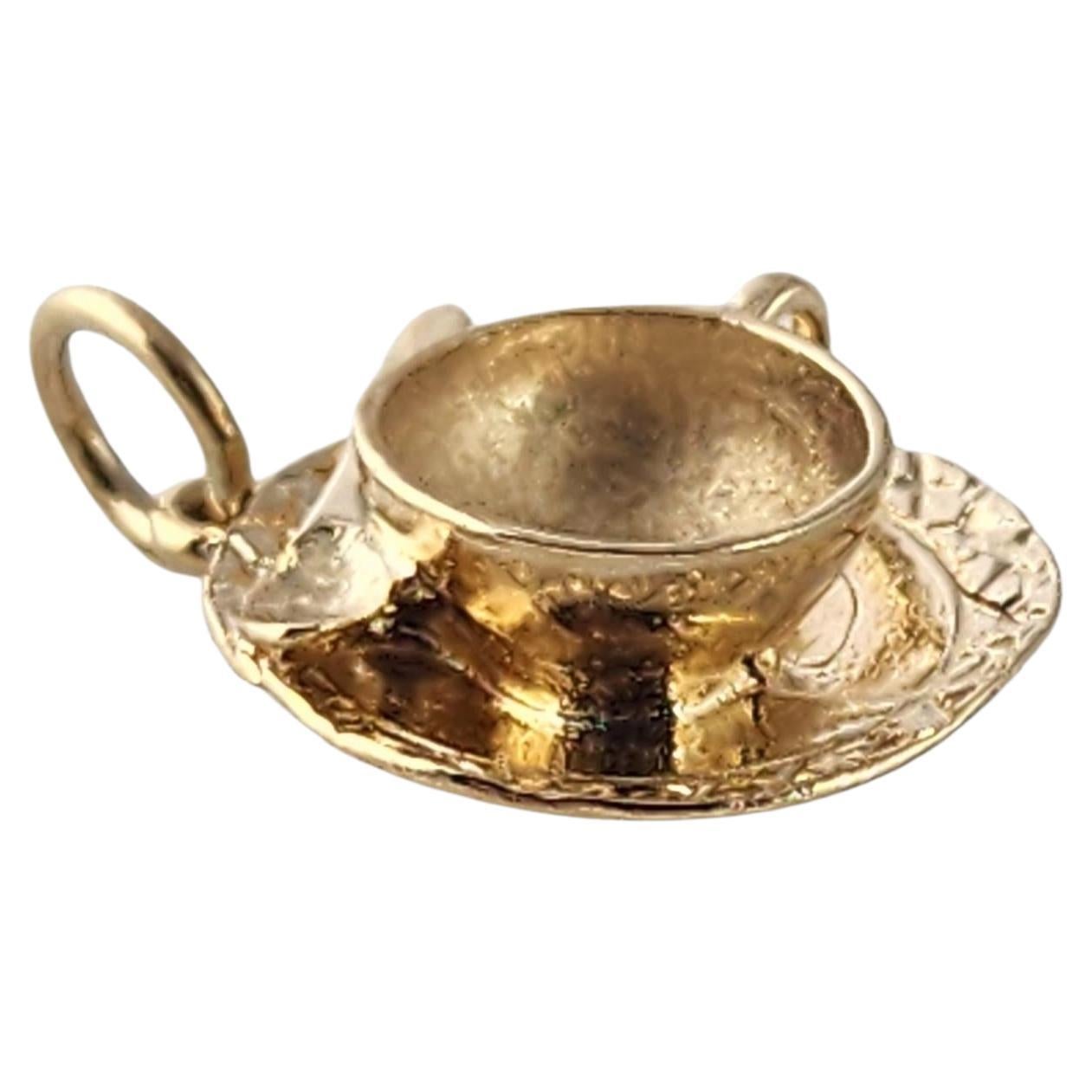 10K Yellow Gold Teacup 
Saucer Pendant #23972 For Sale