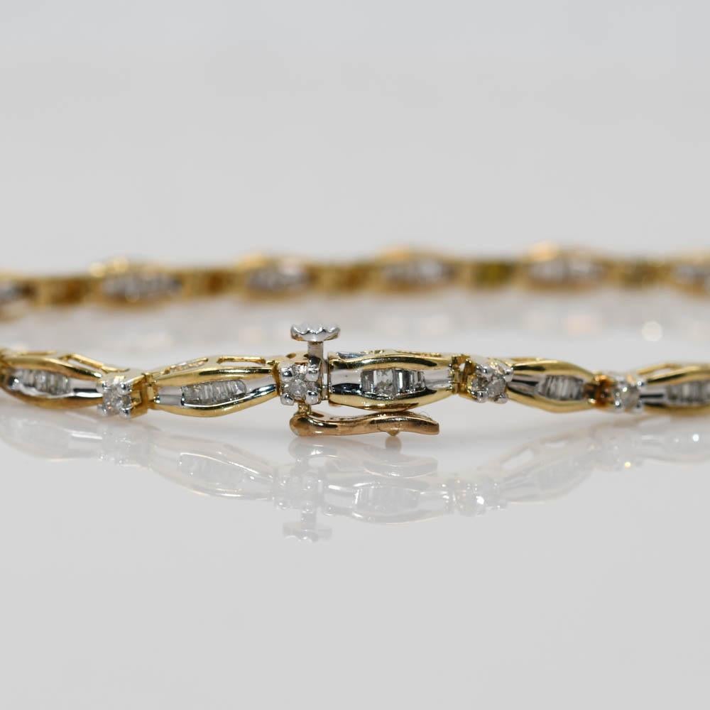 10K Yellow Gold Tennis Bracelet, 8 Gr In Excellent Condition In Laguna Beach, CA