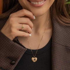 10k Yellow Gold The Lavish Heart Charm Necklace, 2ct Natural Peach Morganite