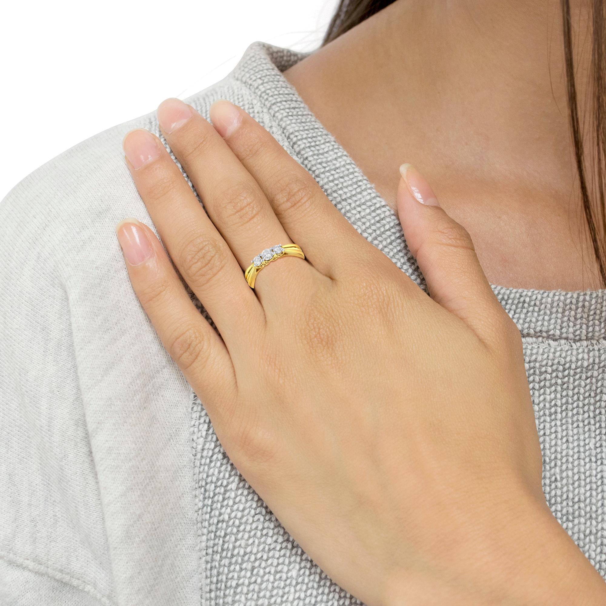 For Sale:  10K Yellow Gold Three-stone Diamond Ring (0.50 cttw, J-K Color, I2-I3 Clarity) 5