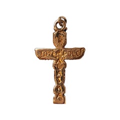 10K Yellow Gold Totem Pole Charm Pendant #18074