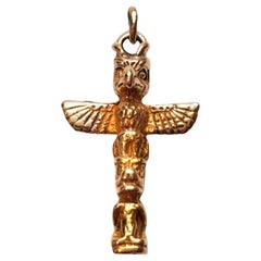 10K Yellow Gold Totem Pole Charm Pendant #18074