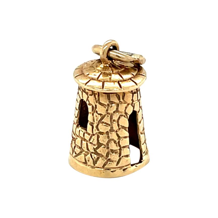 10k Yellow Gold Tower Charm For Sale