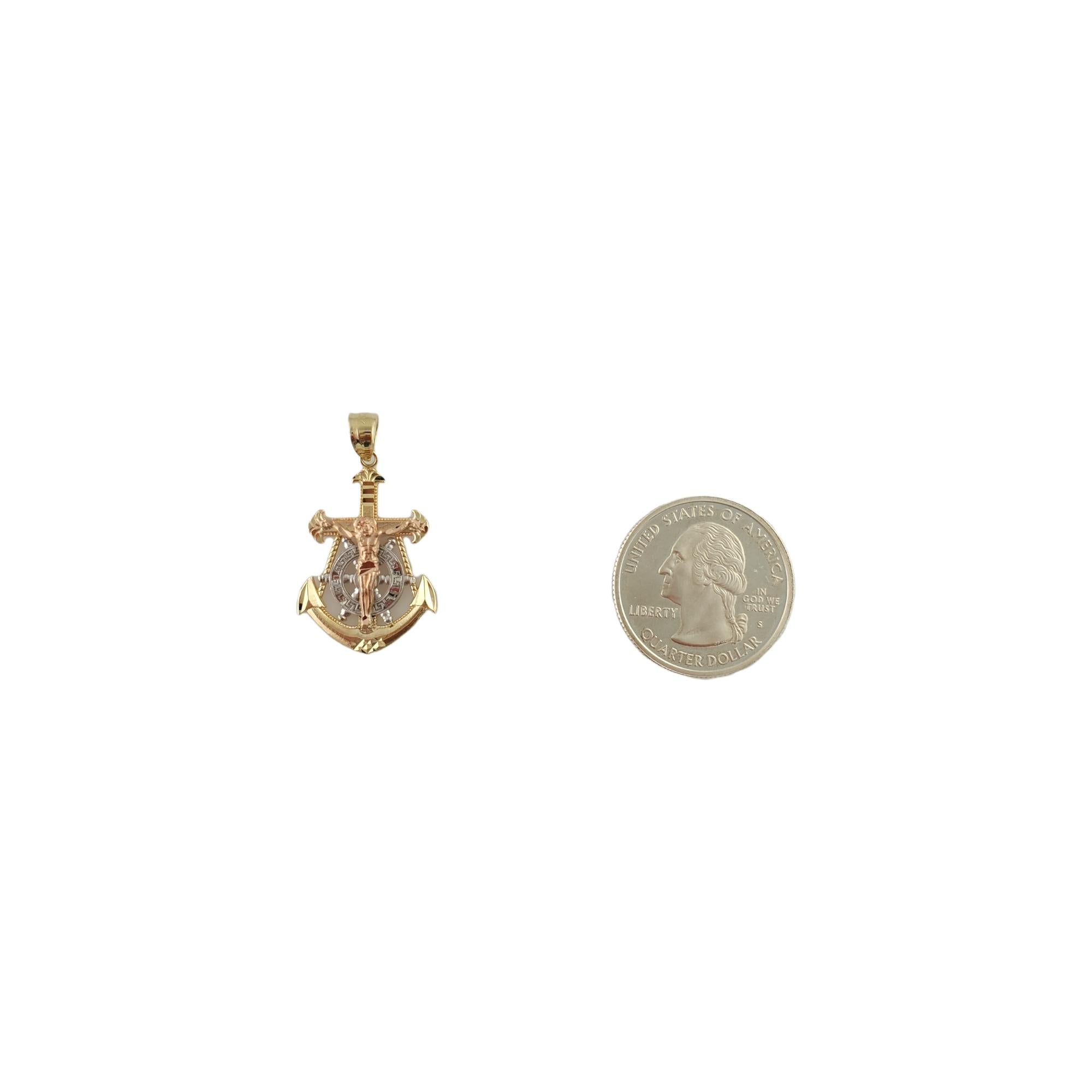 10 Karat Gelbgold Dreifarbiger Anker-Kreuz-Anhänger 2