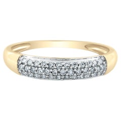 10K Yellow Gold Triple Row Diamond Band Ring