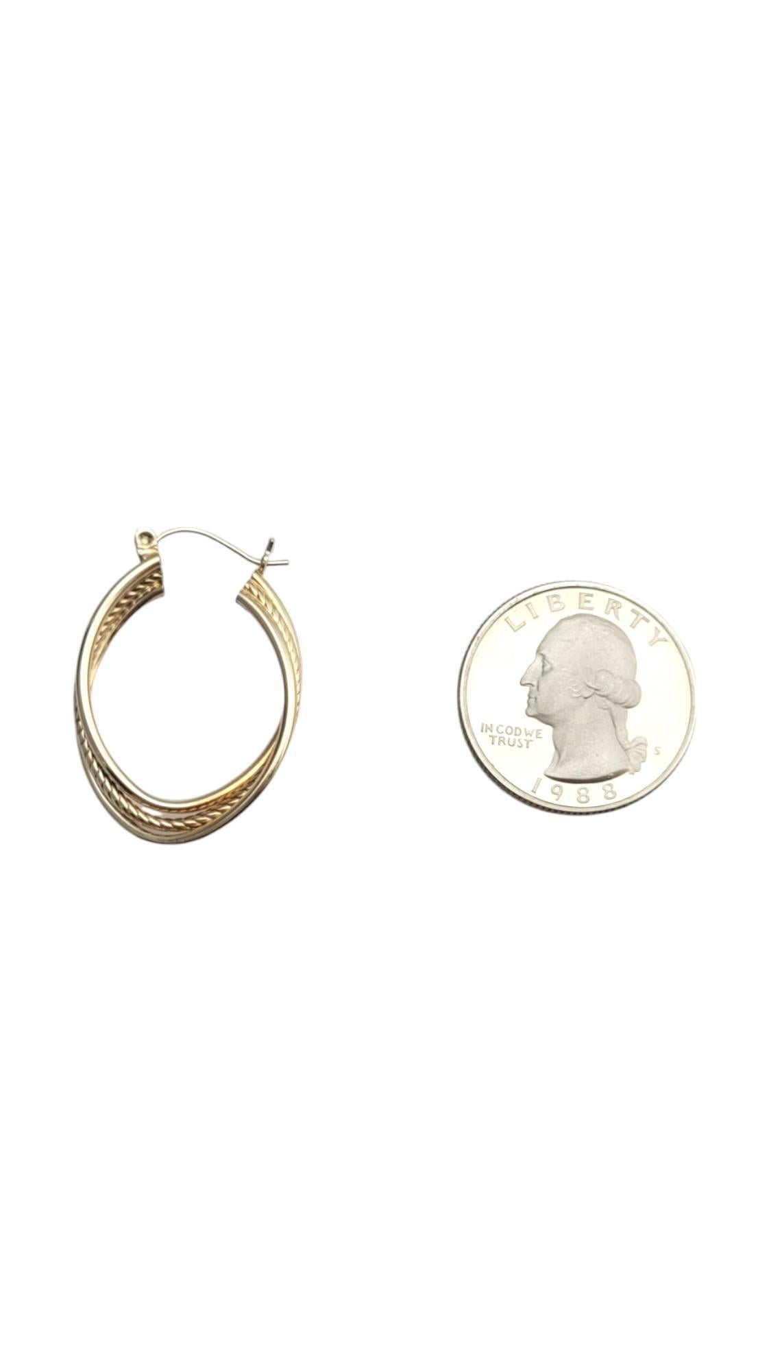 10K Yellow Gold Twisted 3 Band Hoop Earrings #21089 For Sale 1