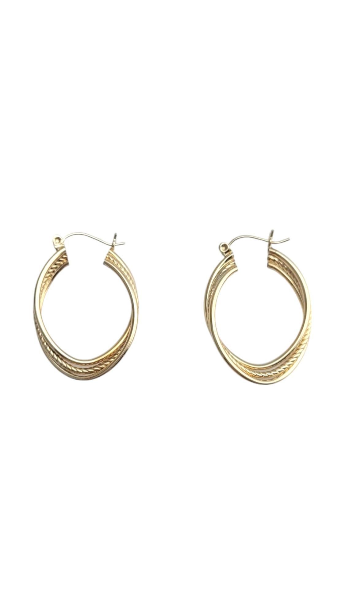 10K Yellow Gold Twisted 3 Band Hoop Earrings #21089