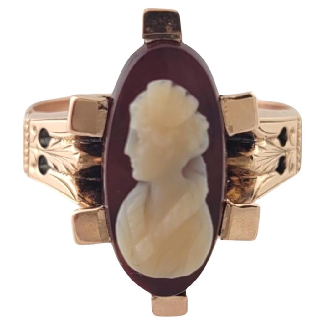 10K Yellow Gold Two Piece Cameo Ring Size 8.5 #16380 For Sale