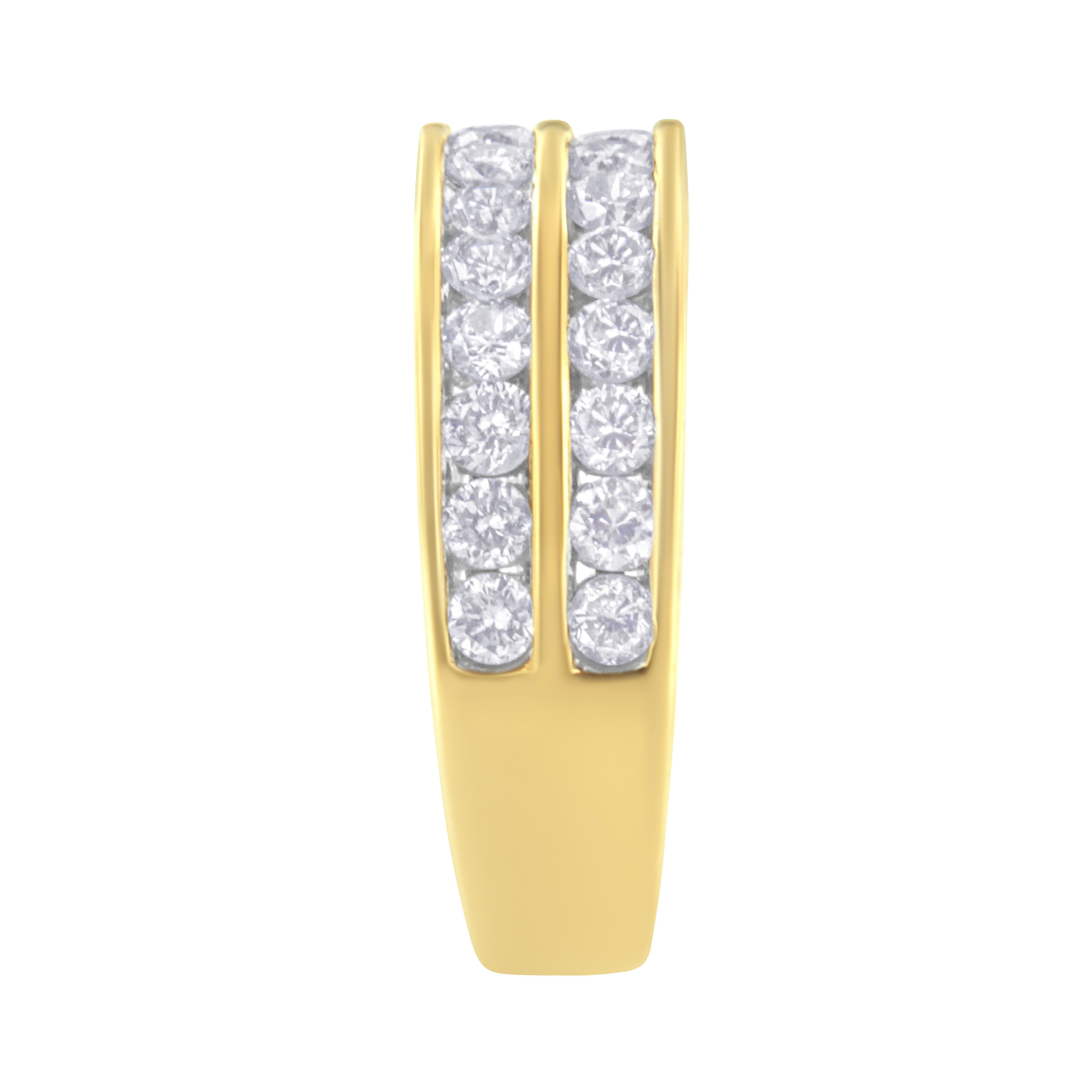 10K Gelbgold Zweireihiger 1.0 Cttw Diamantbandring im Zustand „Neu“ im Angebot in New York, NY