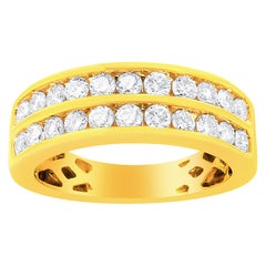 10K Yellow Gold Two-Row 1.0 Cttw Diamond Band Ring