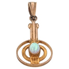 10K Yellow Gold Unique Lavaliere Pendant with Opal