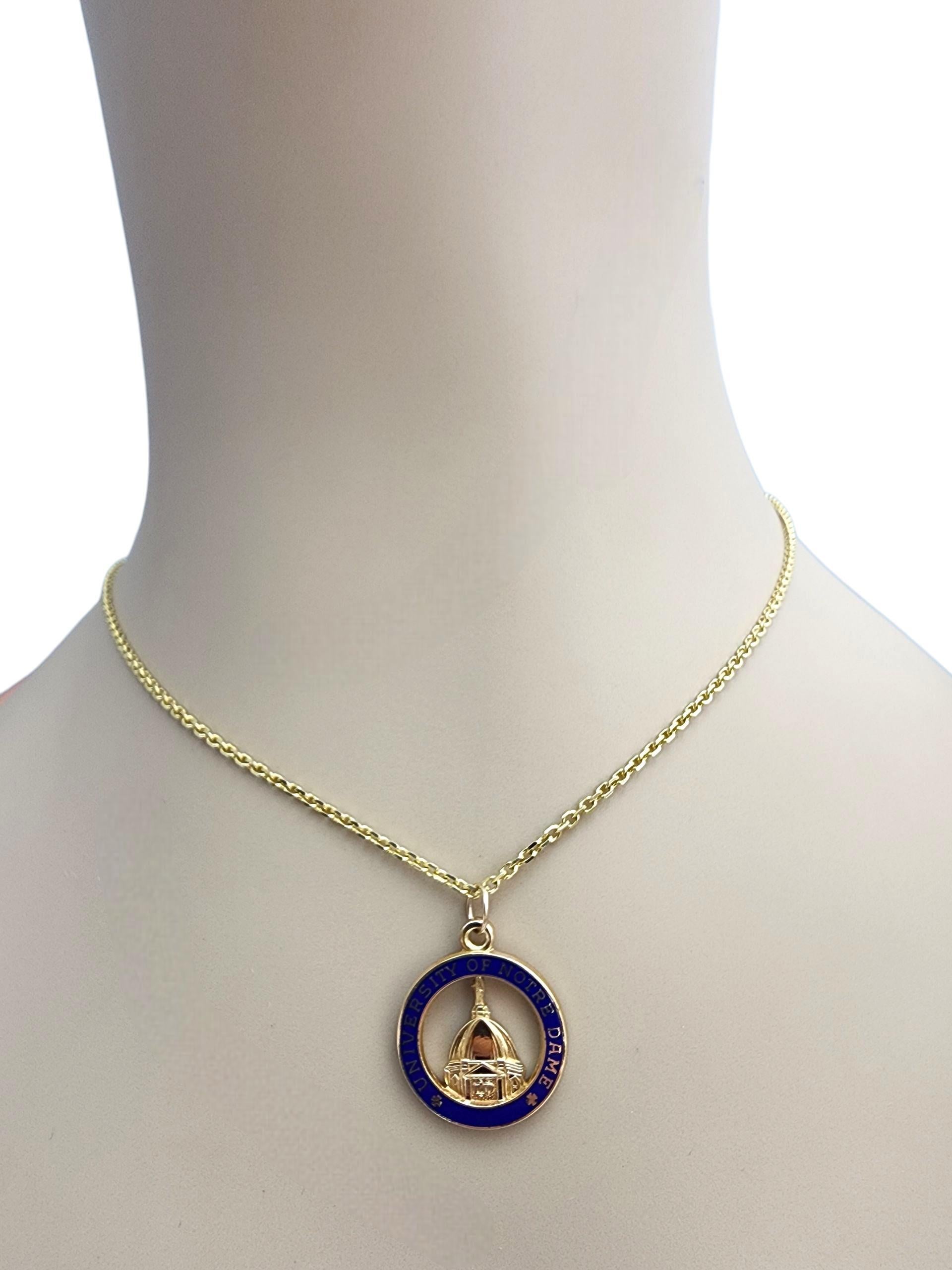10K Yellow Gold University of Notre Dame Circular Pendant #22751 For Sale 6