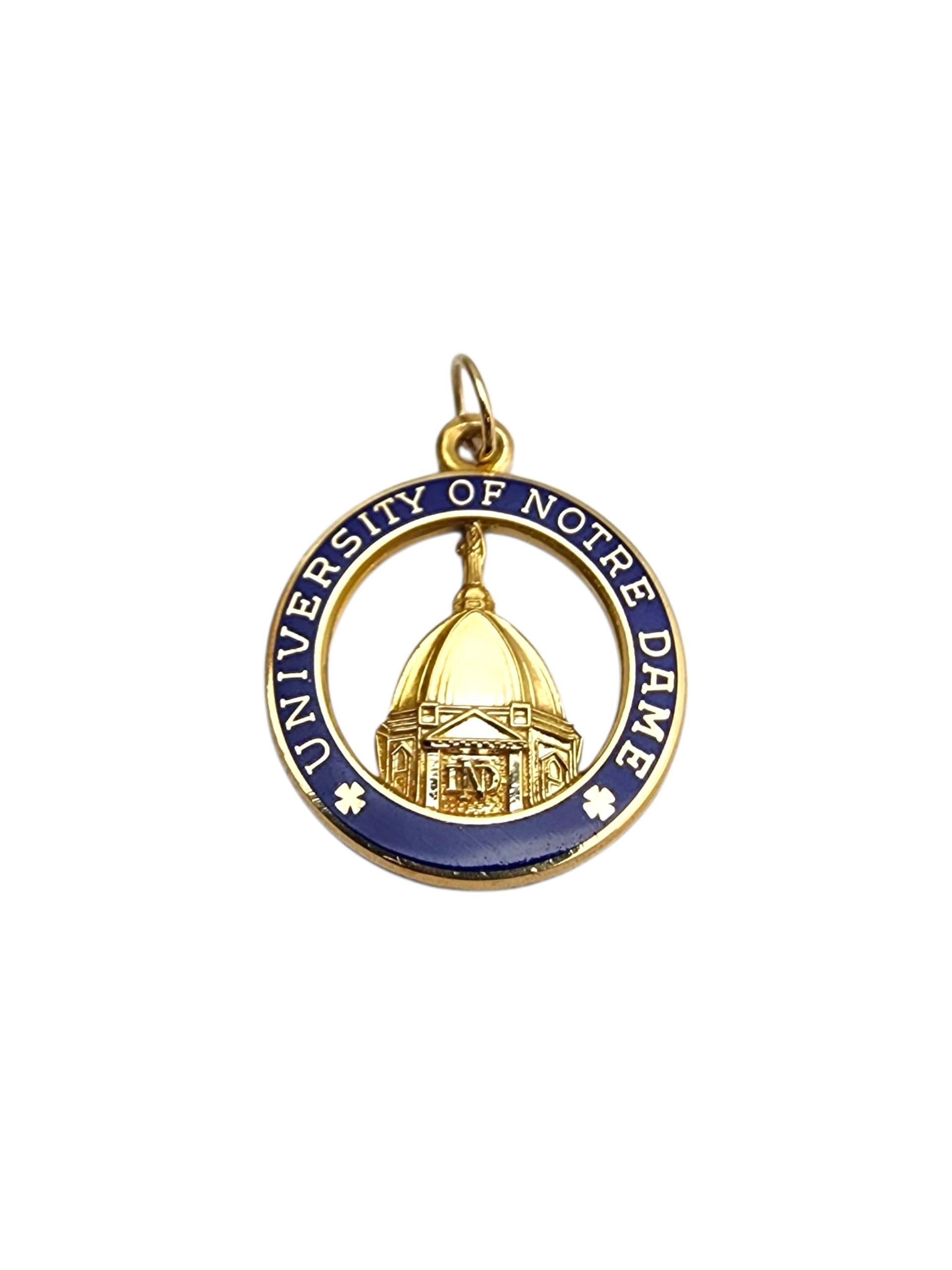 10K Yellow Gold University of Notre Dame Circular Pendant-

10K yellow gold Notre Dame circular pendant with finely crafted details—a timeless tribute to faith and tradition.

Size with bail: 26.9 mm x 19.6 mm x 1.9 mm
Size without bail: 23 mm