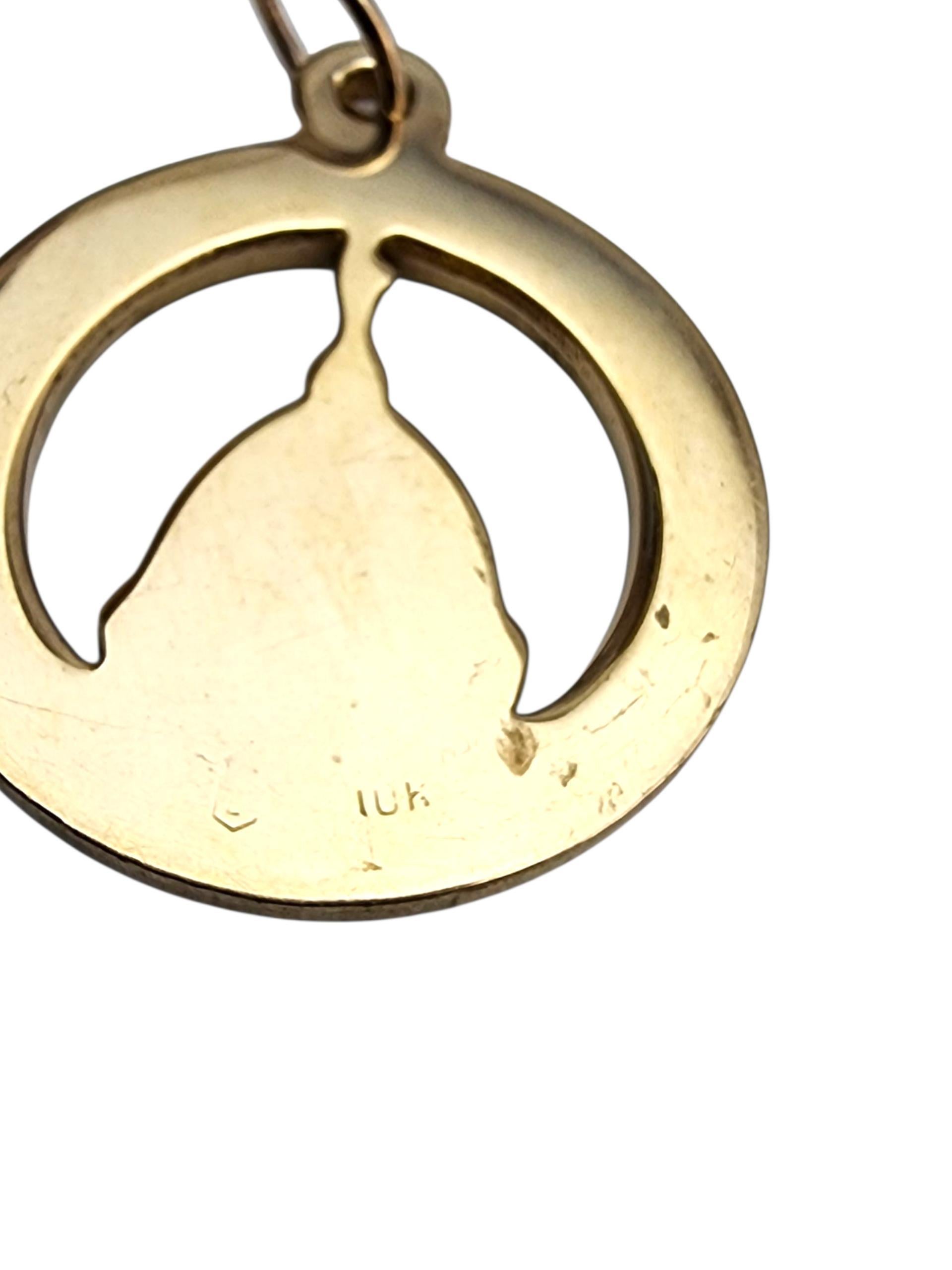 Women's 10K Yellow Gold University of Notre Dame Circular Pendant #22751 For Sale
