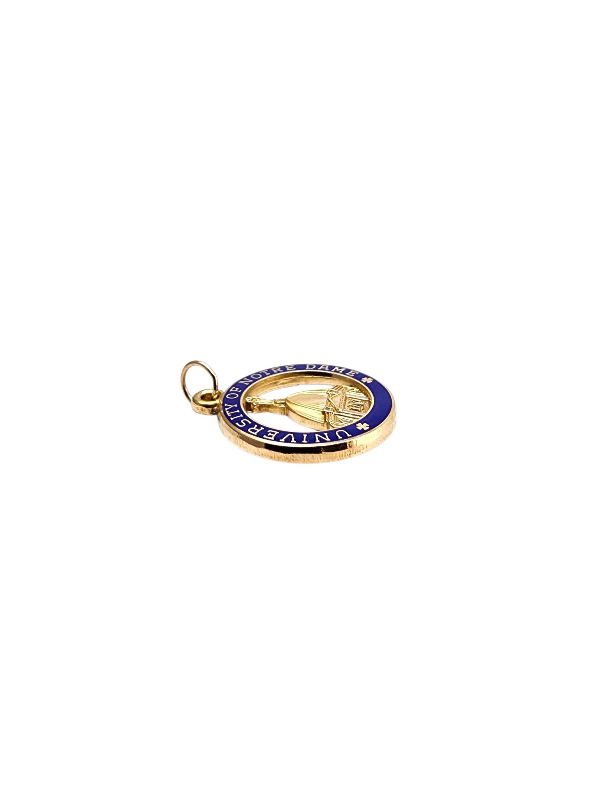 10K Yellow Gold University of Notre Dame Circular Pendant #22751 For Sale 1