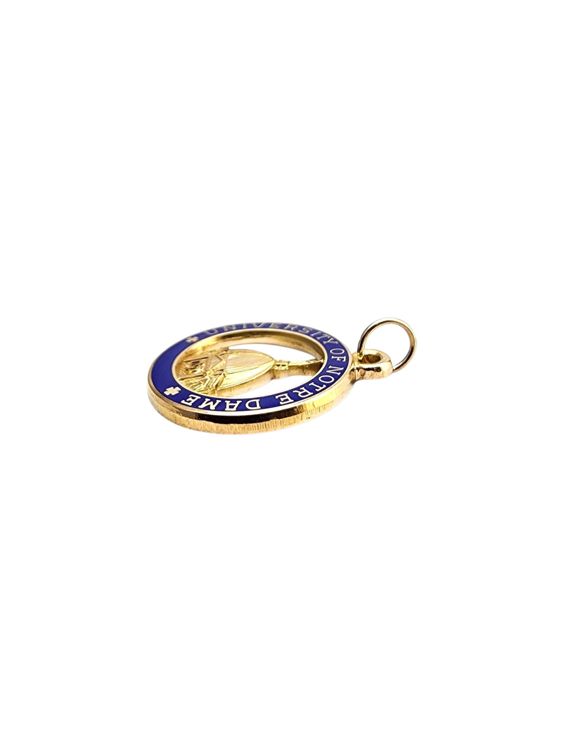 10K Yellow Gold University of Notre Dame Circular Pendant #22751 For Sale 4
