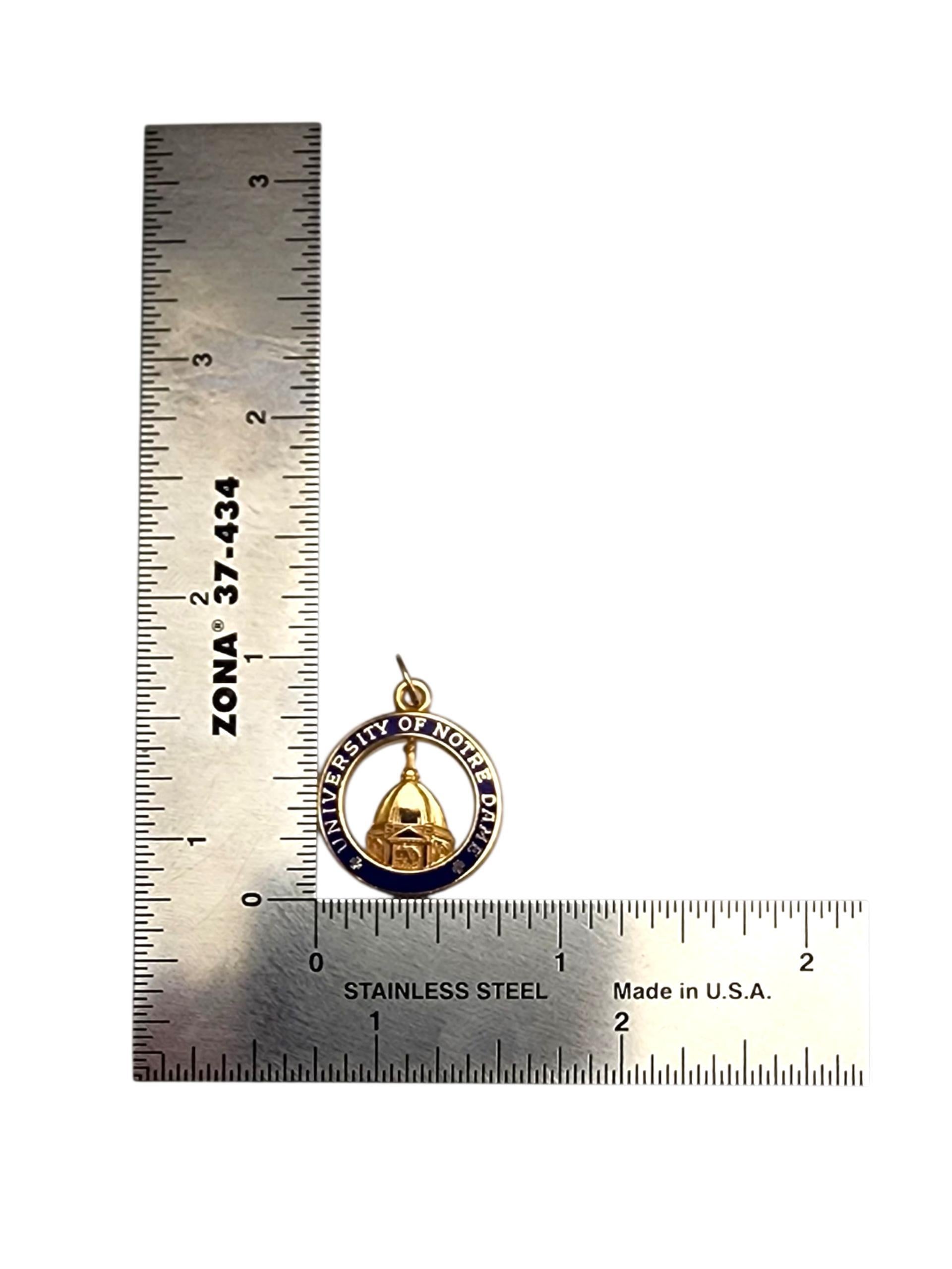 10K Yellow Gold University of Notre Dame Circular Pendant #22751 For Sale 5