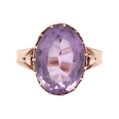 Vintage 10k Yellow Gold Victorian Oval Amethyst Ring