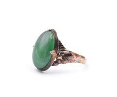 10 Karat Yellow Gold Vintage Cabochon Jade Ring