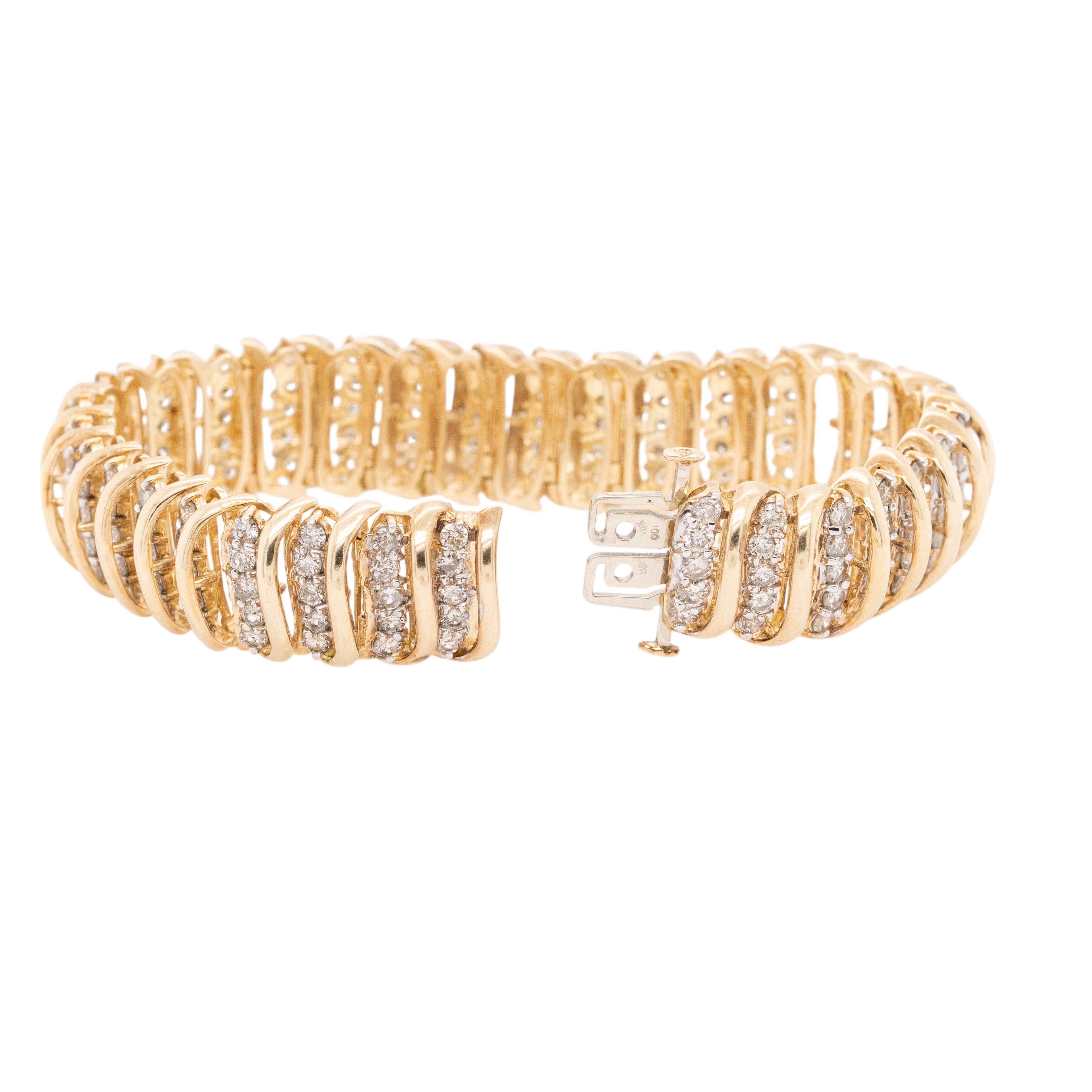 10k Yellow Gold Vintage Diamond Bracelet In Excellent Condition For Sale In Boca Raton, FL