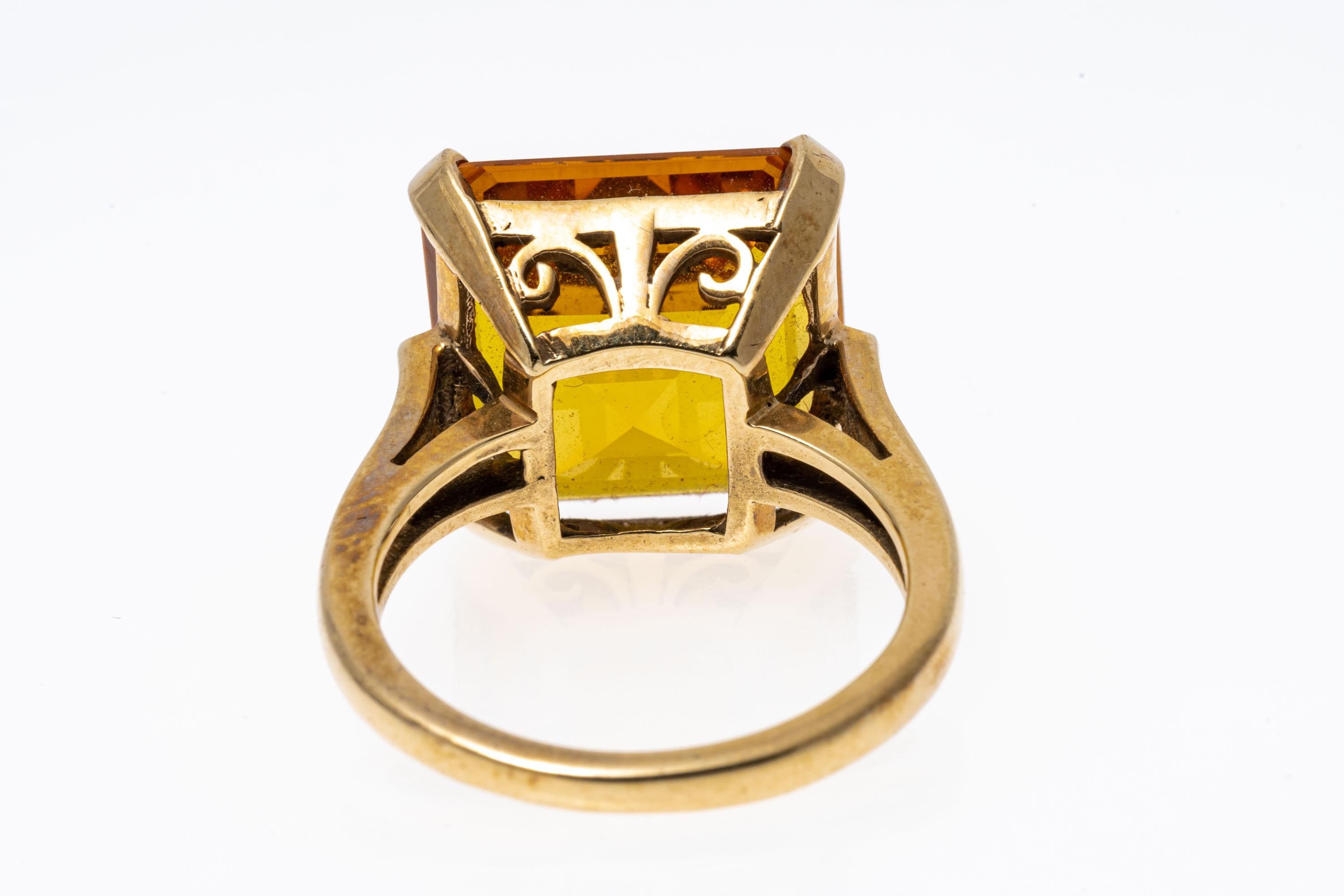 Women's 10k Yellow Gold Vintage Square Yellow Orange Sapphire Ring