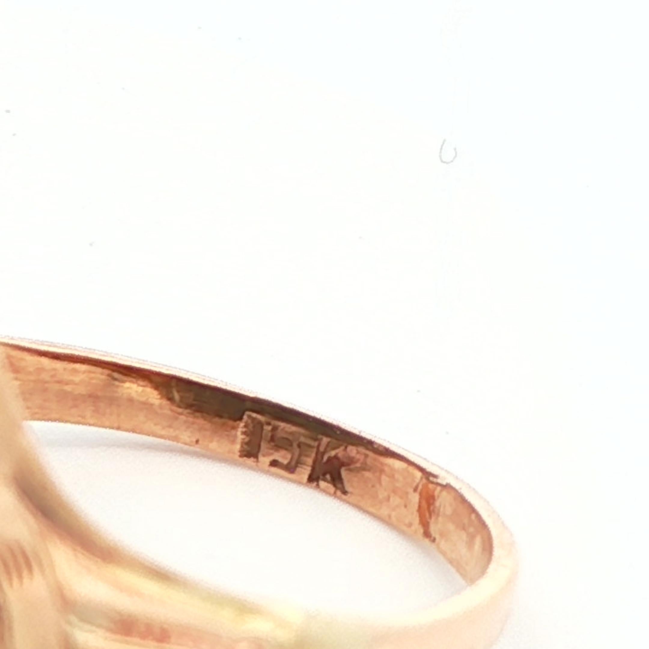 Anillo de oro amarillo + verde de 10 quilates con hematites naturales años 20 Art Déco en venta 3