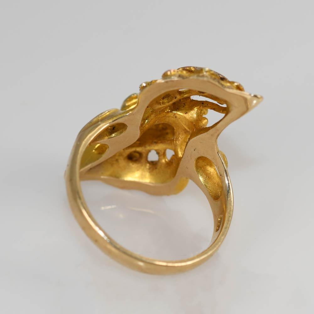 10k Yellow & Rose Gold Leaf Design Ring 6.6gr In Excellent Condition For Sale In Laguna Beach, CA