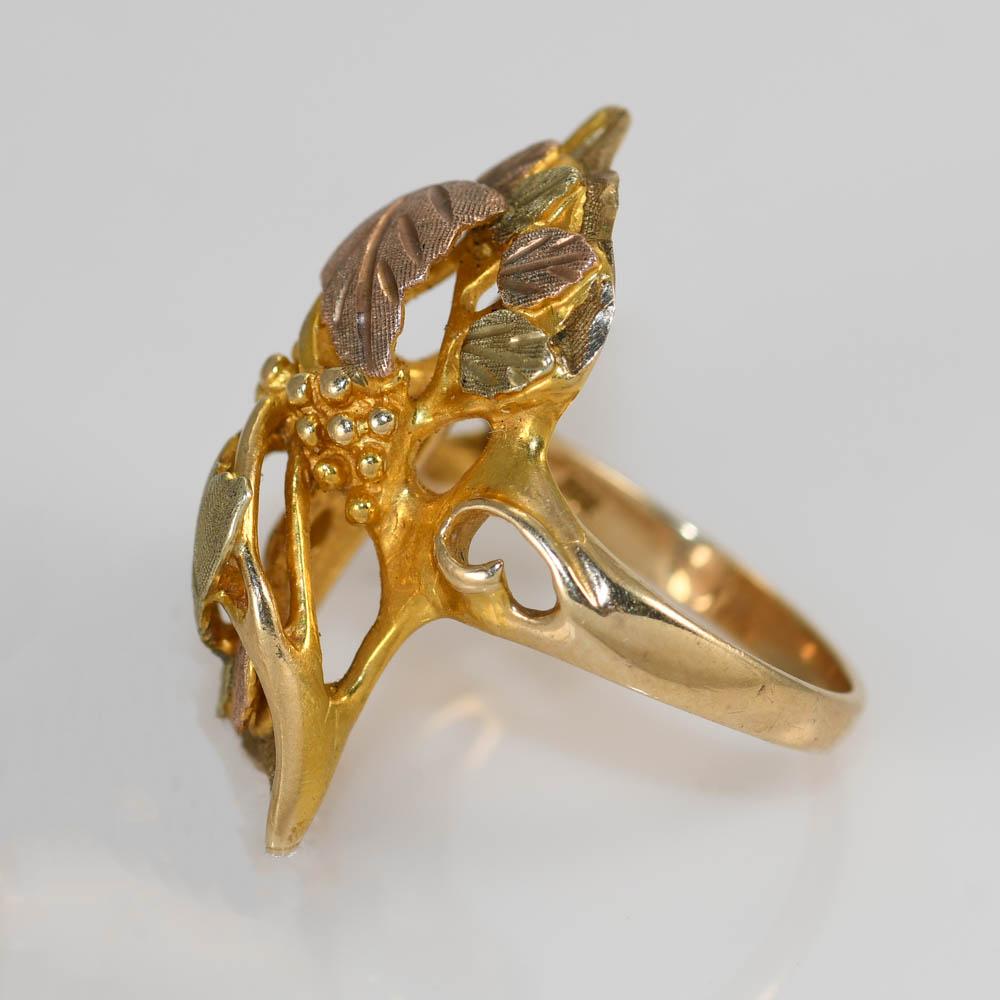 10k Yellow & Rose Gold Leaf Design Ring 6.6gr For Sale 2