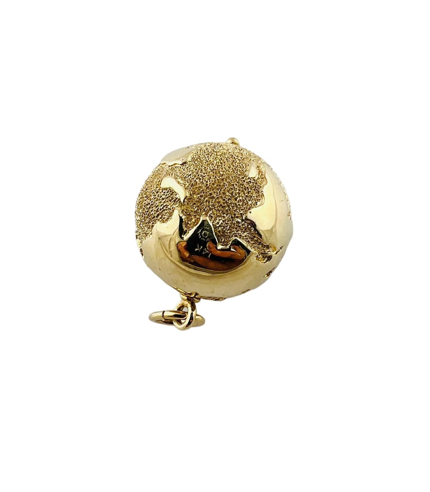 10K Yellow Solid Gold Large Textured Globe Pendant 15565 For Sale at