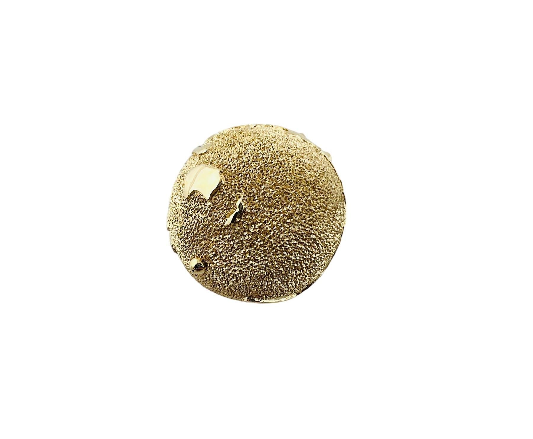 10K Yellow Solid Gold Large Textured Globe Pendant 15565 For Sale at