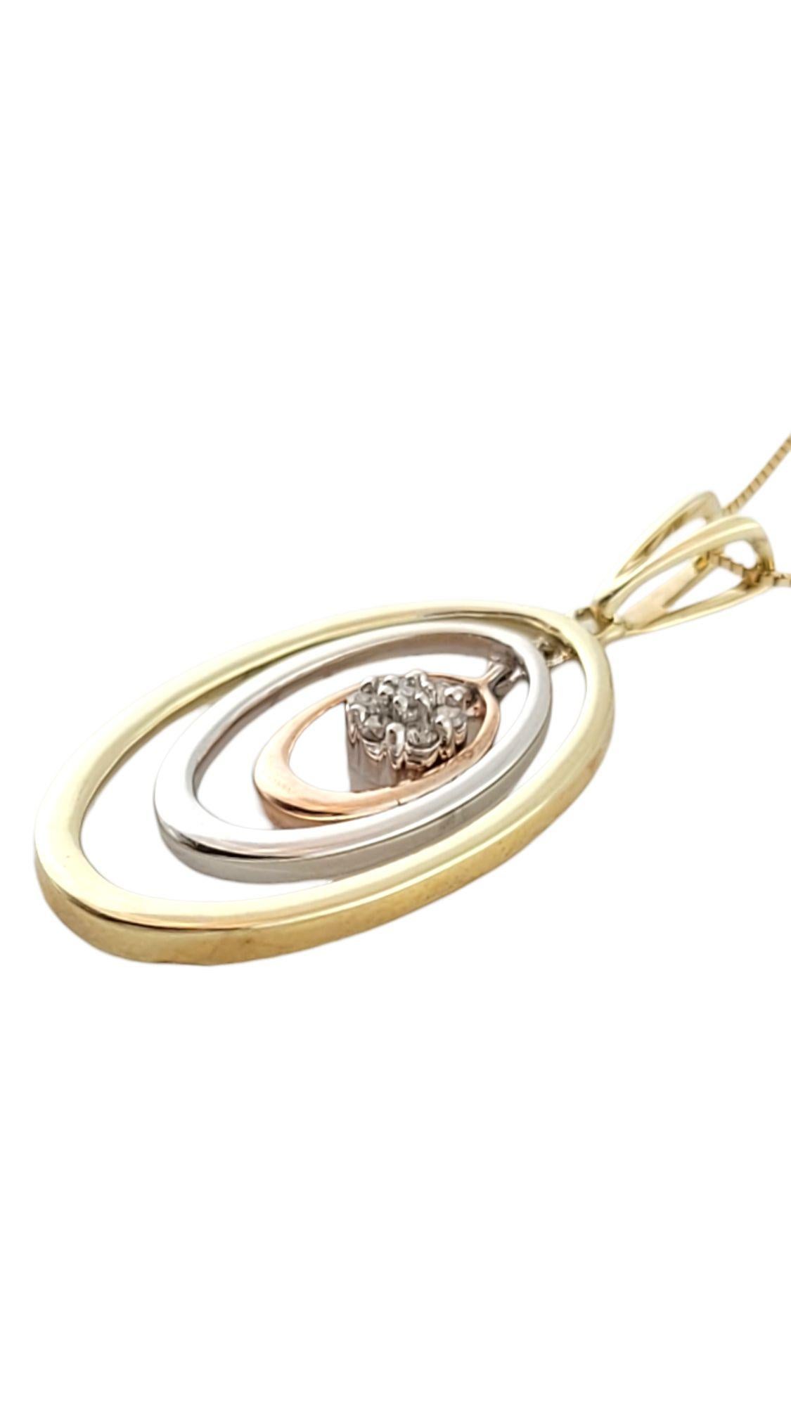 Brilliant Cut 10K Yellow, White and Rose Gold Oval Diamond Pendant Chain #14560 For Sale