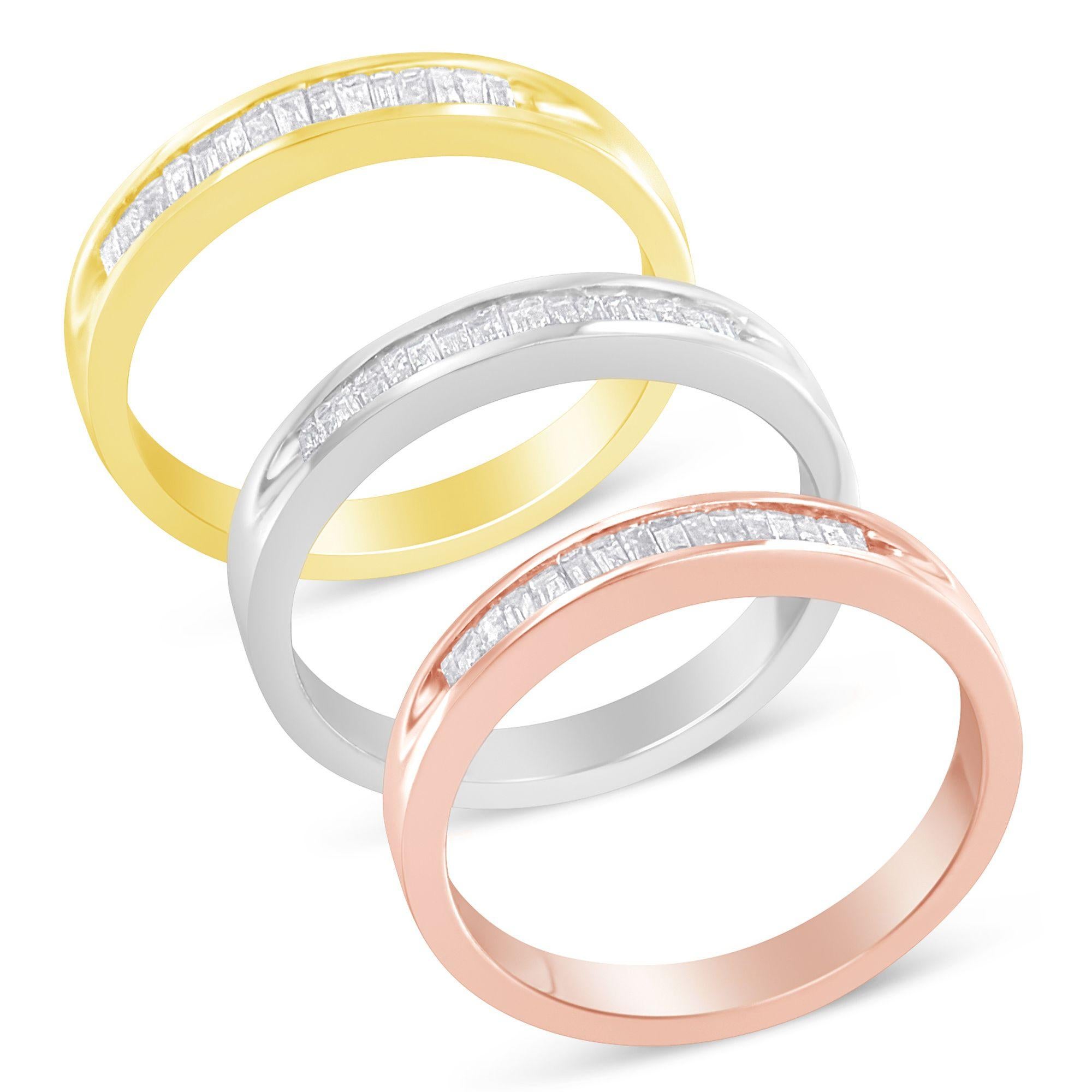 10K Gelb-, Weiß- und Roségold über Sterling Silber 5/8 Cttw Diamond Band Ring im Angebot