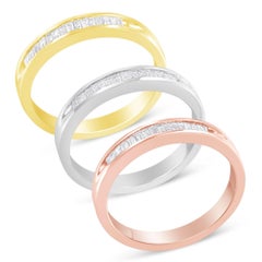 10K Gelb-, Weiß- und Roségold über Sterling Silber 5/8 Cttw Diamond Band Ring